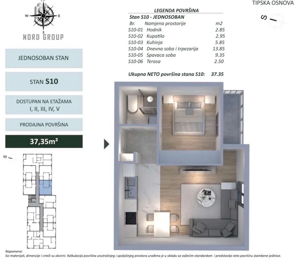 Prodaja, jednosoban stan, 37m², Zabjelo, Podgorica