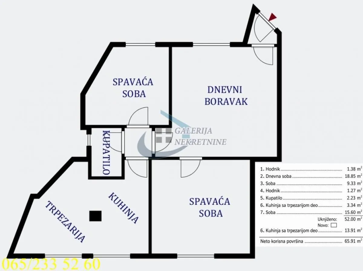 Sale, three bedroom apartment, 66m², Vračar Sve Podlokacije, Beograd