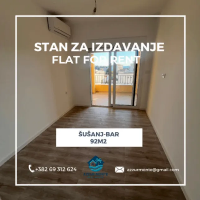 Izdavanje, trosoban stan, 92m², Šušanj, Bar