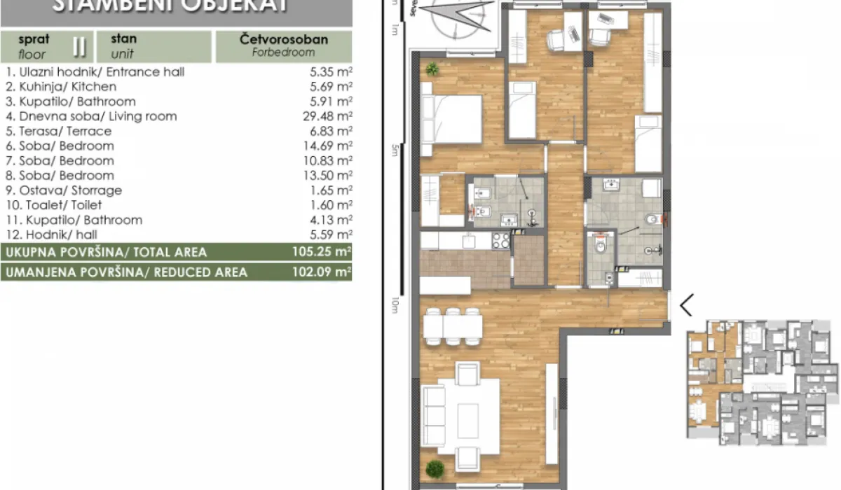 Prodaja, četvorosoban stan, 102m², Bulevar Oslobodjenja, Novi Sad Sve Podlokacije