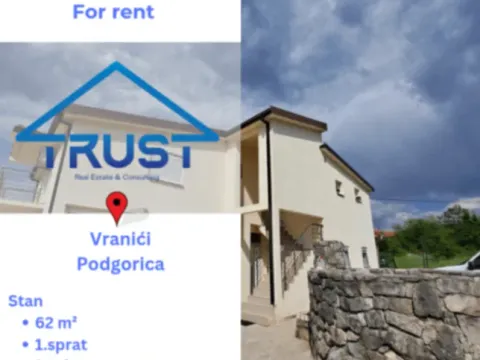 Izdavanje, jednosoban stan, 62m2, Vranići, Podgorica