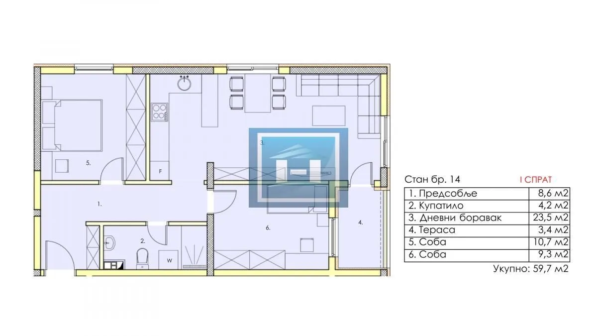 Prodaja, dvosoban stan, 59m², Centar, Jagodina
