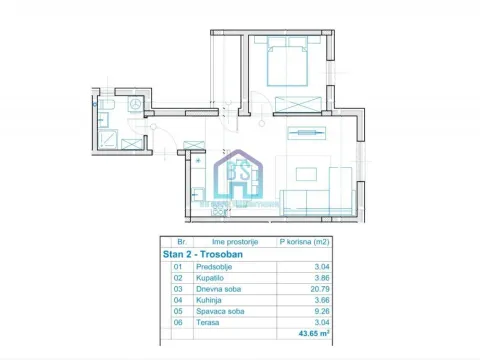 Sale, one bedroom apartment, 44m², Telep, Novi Sad Sve Podlokacije