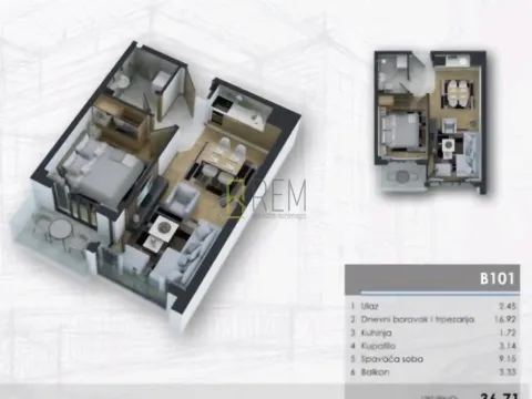 Prodaja, jednosoban stan, 37m², Donja Gorica, Podgorica - image 6