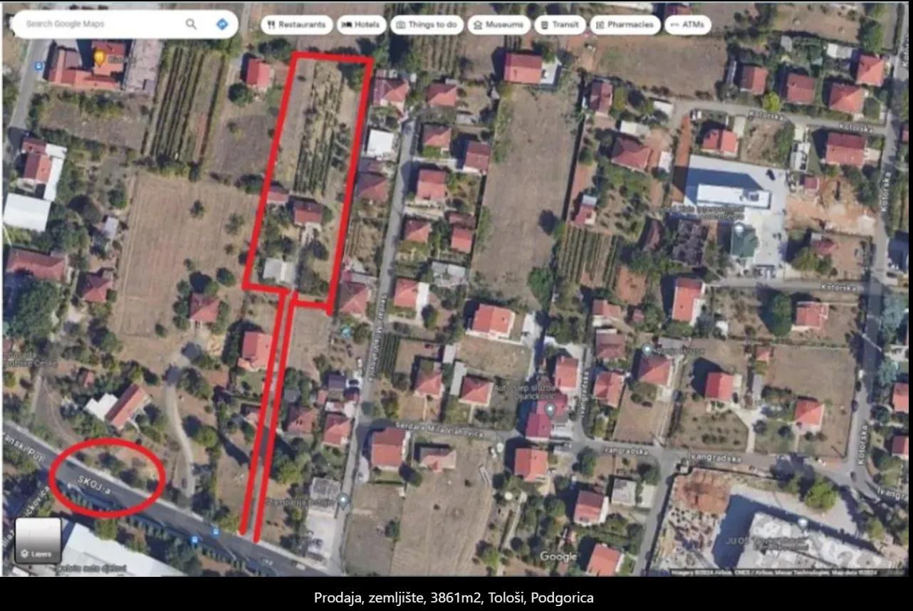 Prodaja, plac, 3861m², Tološi, Podgorica