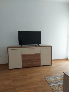Svijetla prostorija sa modernom TV komodom i televizorom na drvenom podu. - image 3
