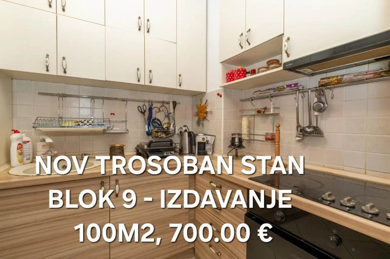Izdavanje, trosoban stan, 97m², Blok 9, Podgorica