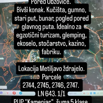 Katastarski plan sa oznakama parcela i tekstualnim opisom lokacije. - image 6