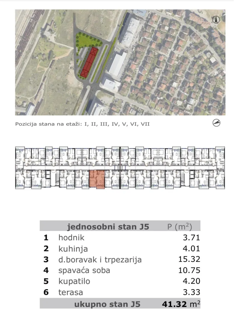 Prodaja, jednosoban stan, 41m², Stari Aerodrom, Podgorica