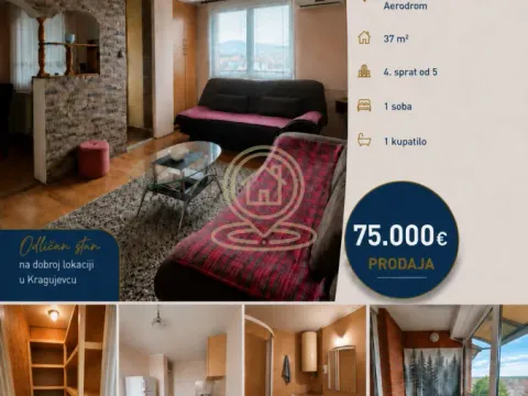 Prodaja, jednosoban stan, 37m², Aerodrom, Kragujevac - image 1