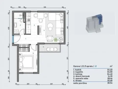 Sale, one bedroom apartment, 39m², Meljine, Herceg Novi - image 2