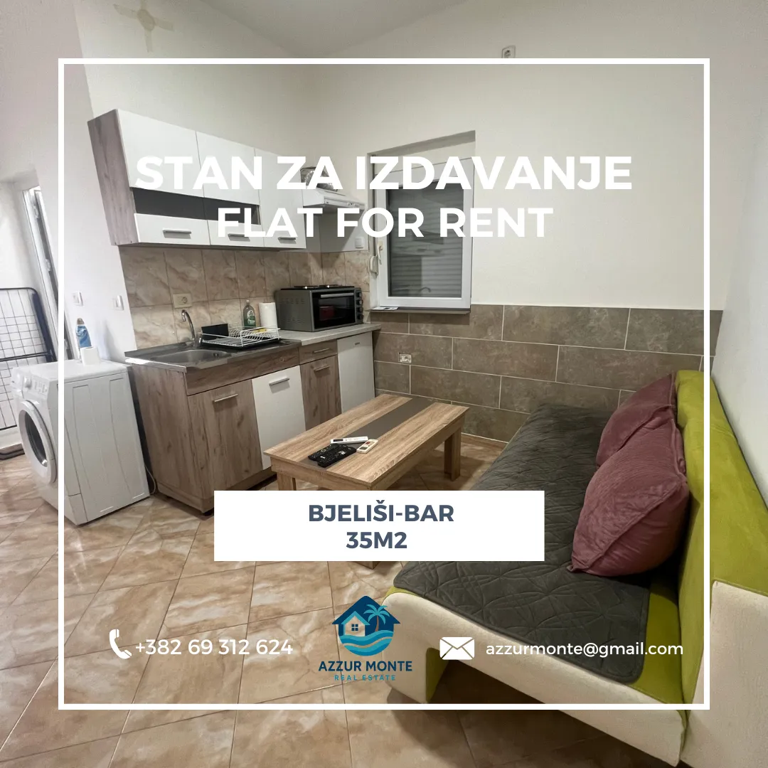 Rent, one bedroom apartment, 35m², Bjeliši, Bar