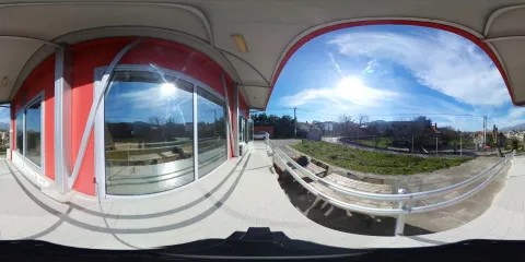 Panoramic view of the commercial building exterior with a terrace. - image 15