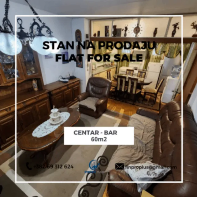 Sale, two bedroom apartment, 60m², Centar, Bar