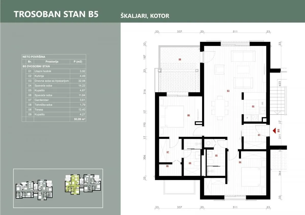 Prodaja, trosoban stan, 93m², Kotor, Crna Gora