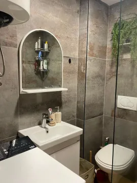 Modern bathroom with a sink, mirror, and toilet. - image 5
