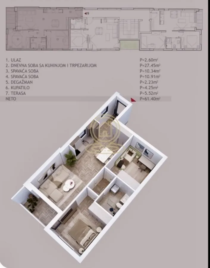 Prodaja, dvosoban stan, 61m², Palilula, Niš