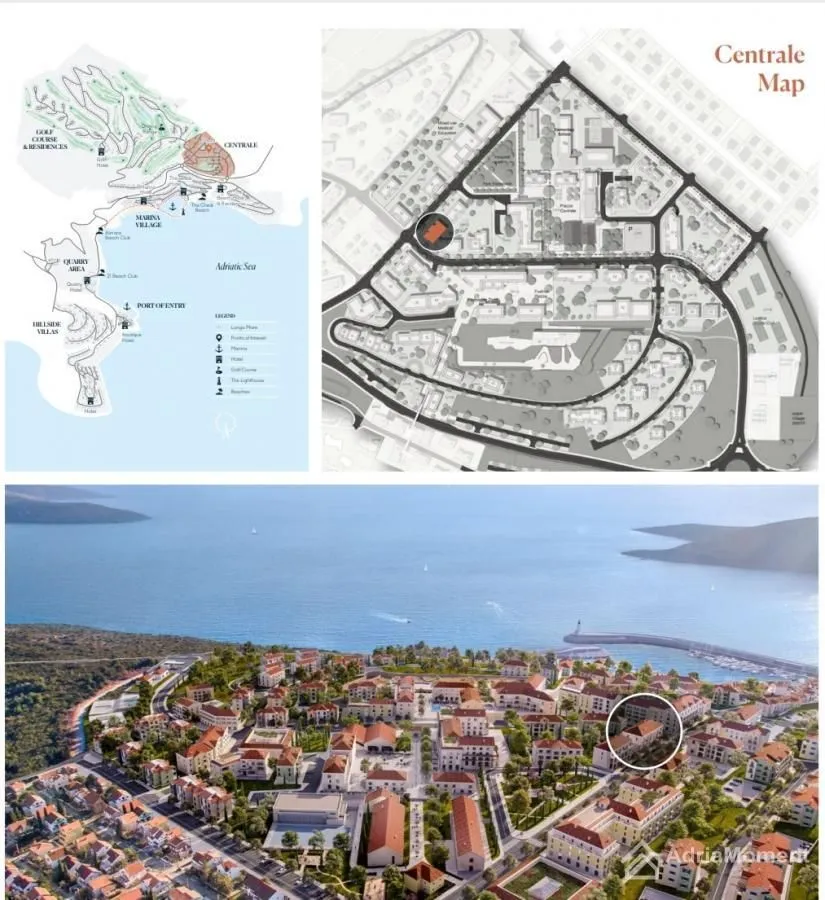 Prodaja, jednosoban stan, 58m², Luštica Bay, Tivat