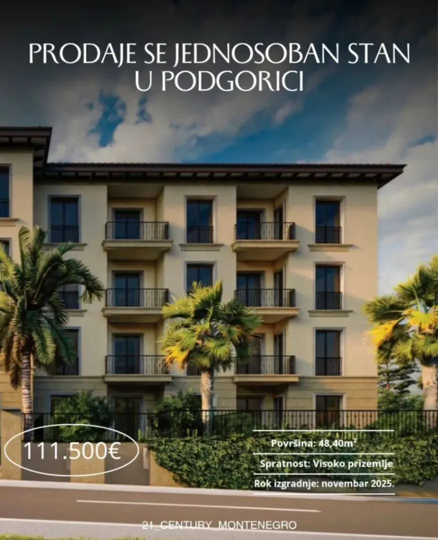 Prodaja, jednosoban stan, 48m², Zabjelo, Podgorica