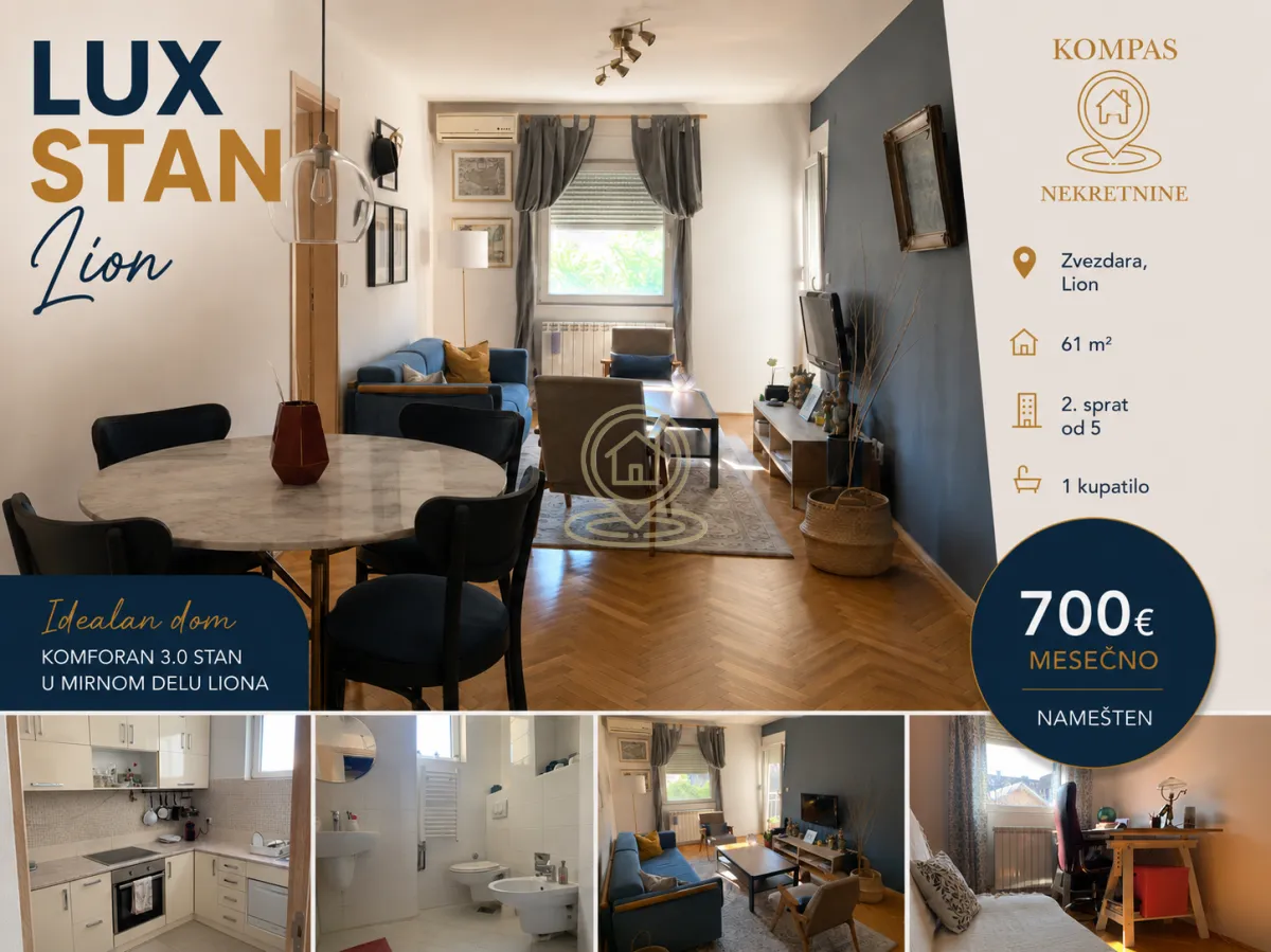 Rent, three bedroom apartment, 61m², Lion, Zvezdara Sve Podlokacije