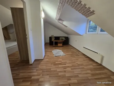 Potkrovni dnevni boravak sa laminatom, kaučem i krovnim prozorom. - image 5
