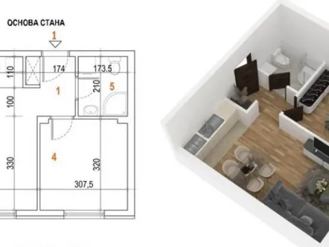 Sale, one bedroom apartment, 34m², Bulevar patrijarha Pavla, Novi Sad Sve Podlokacije