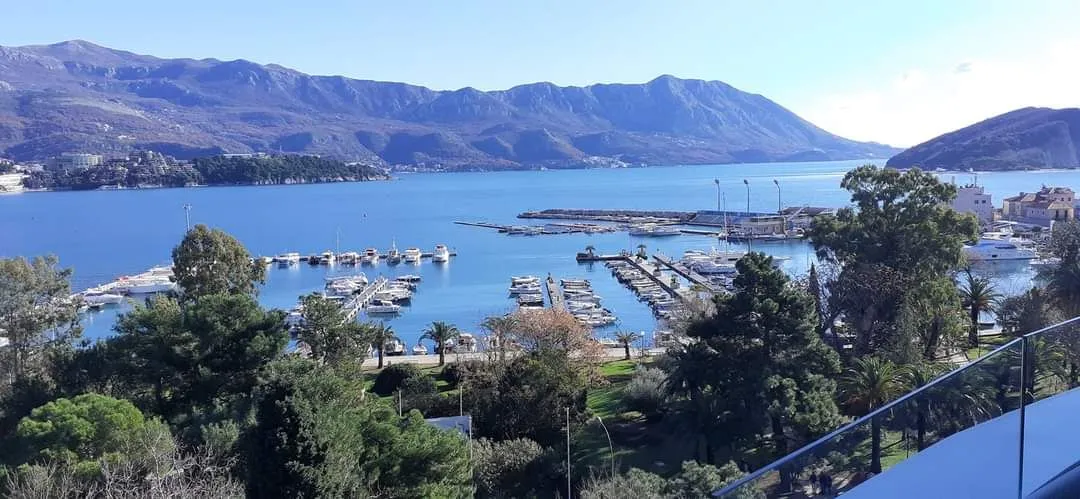 View of the marina and sea from the terrace.