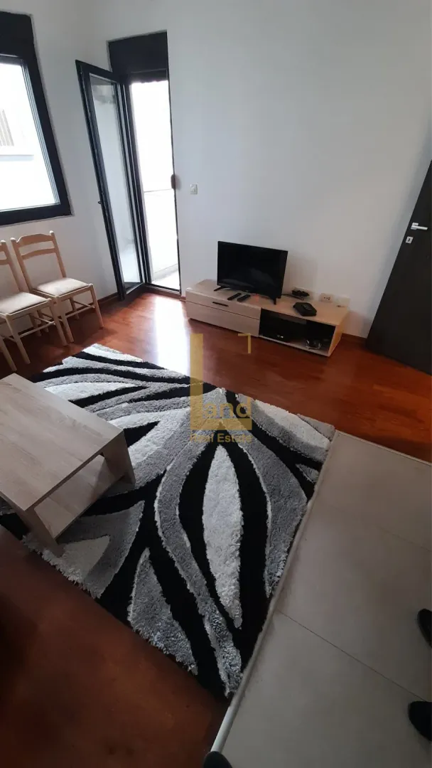Living room with furniture, television, and access to the terrace.