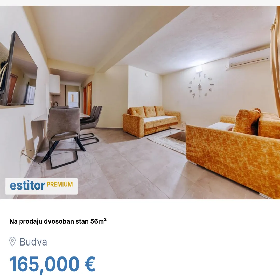 Prodaja, dvosoban stan, 56m², Budva, Crna Gora