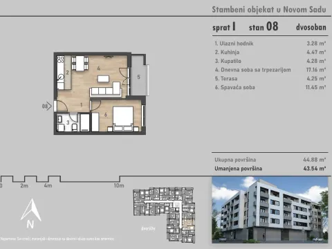 Sale, one bedroom apartment, 44m², Salajka, Novi Sad Sve Podlokacije - image 3