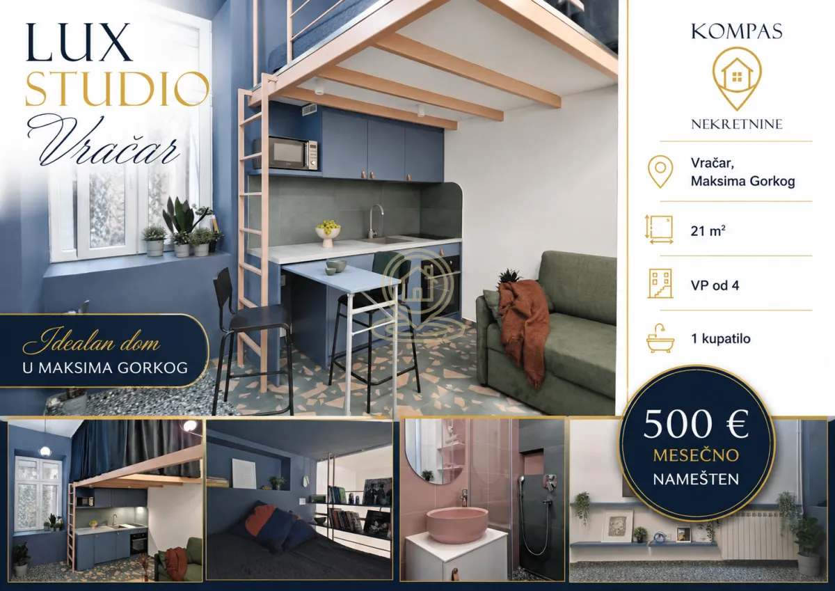Rent, one bedroom apartment, 21m², Kalenić Pijaca, Vračar Sve Podlokacije