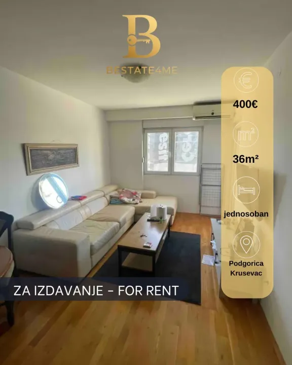 Rent, one bedroom apartment, 36m², Kruševac, Podgorica
