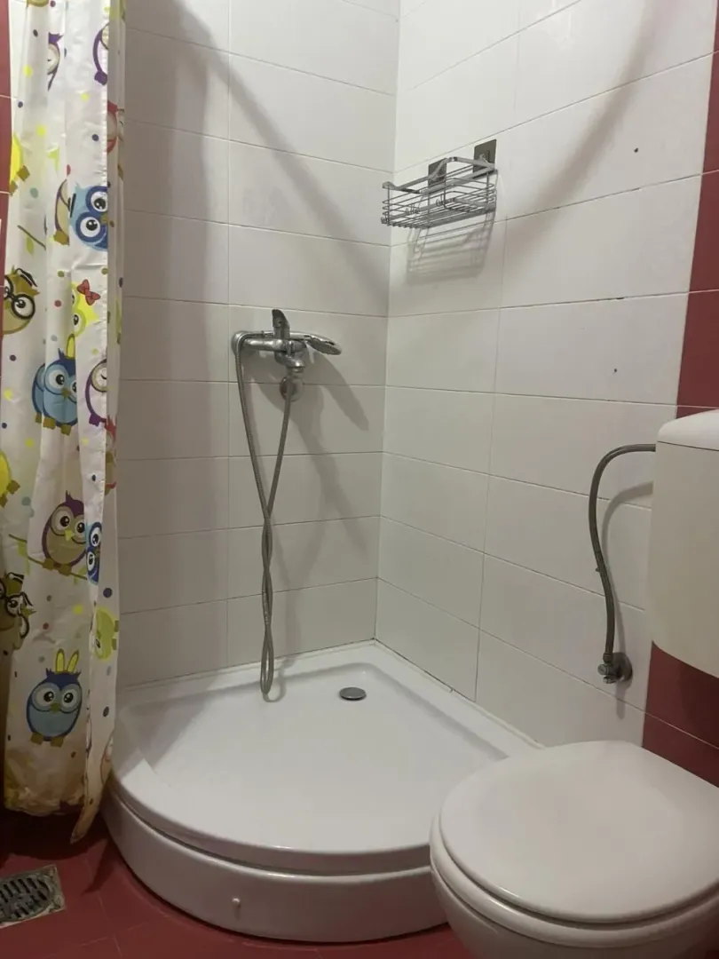 Kupatilo sa tuš kabinom i wc šoljom.