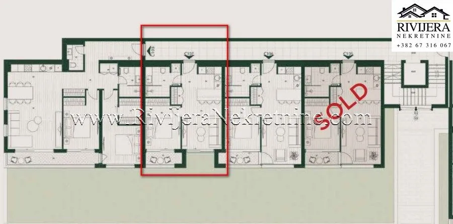 Prodaja, jednosoban stan, 41m², Mrčevac, Tivat
