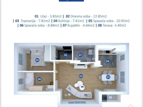 Sale, three bedroom apartment, 66m², Novi Banovci, Stara Pazova - image 5