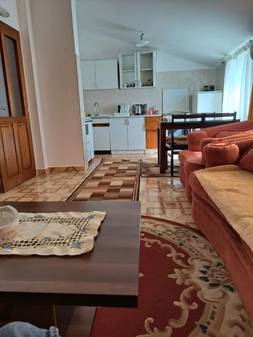 Living room connected with the kitchen and dining area.