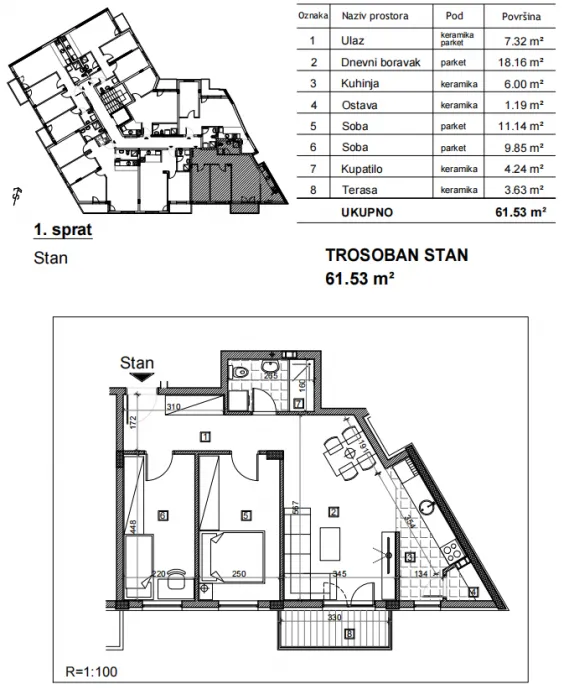 Prodaja, trosoban stan, 62m², Bulevar patrijarha Pavla, Novi Sad Sve Podlokacije