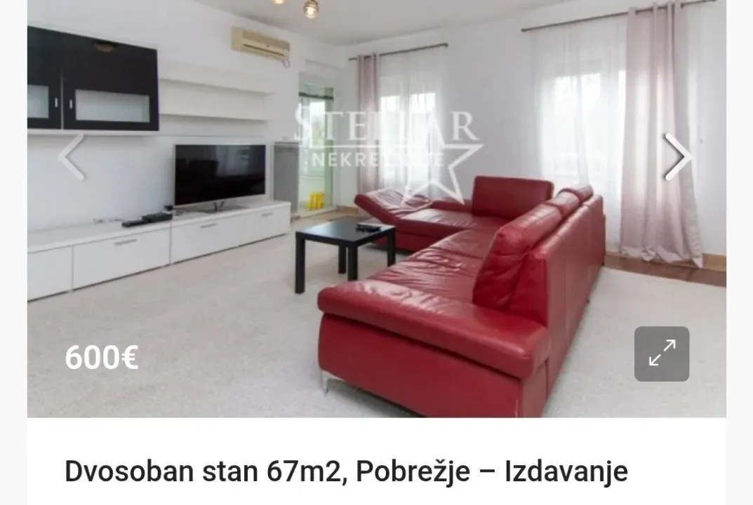 Izdavanje, dvosoban stan, 67m², Pobrežje, Podgorica