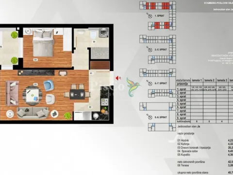 Prodaja, jednosoban stan, 46m², Stari Aerodrom, Podgorica - image 2