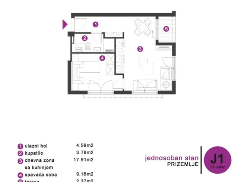 Sale, studio apartment, 27m², Dobrota, Kotor - image 7