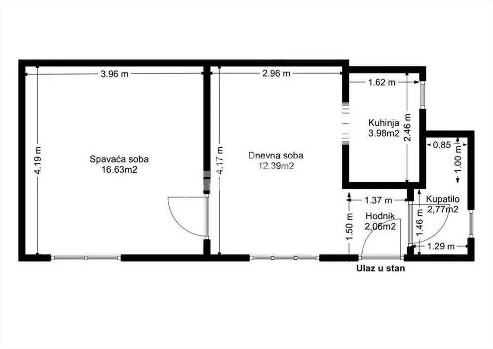 Sale, two bedroom apartment, 38m², Vračar Hram, Vračar Sve Podlokacije