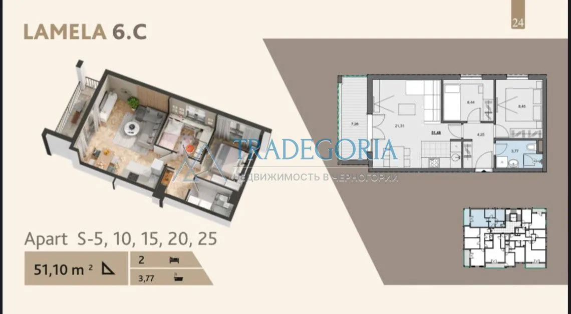 Prodaja, jednosoban stan, 37m², Donja Lastva, Tivat