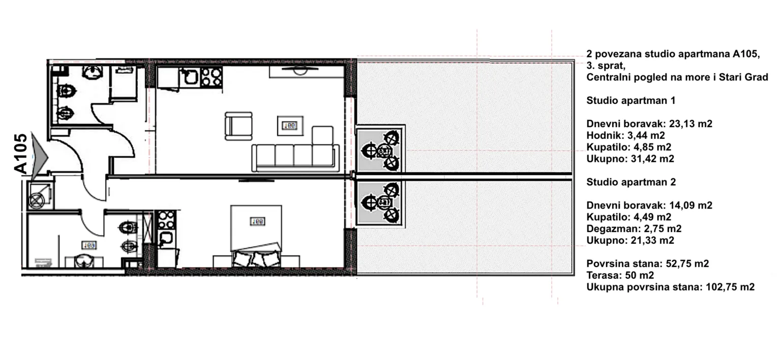 Sale, two bedroom apartment, 102m², Budva, Crna Gora