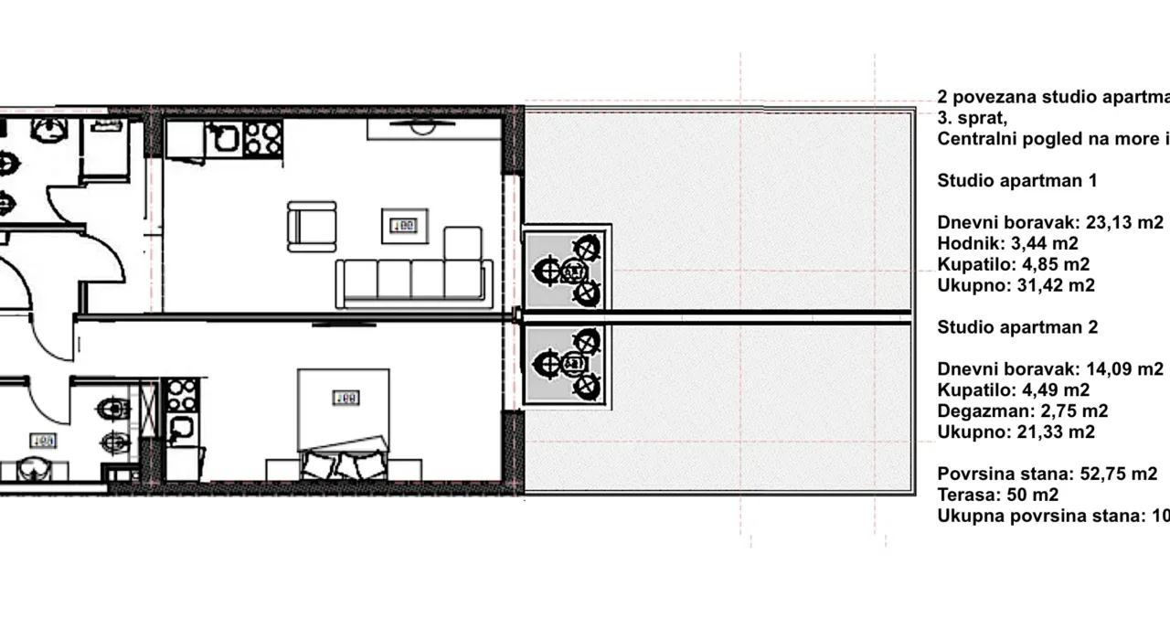 Sale, two bedroom apartment, 102m², Budva, Crna Gora