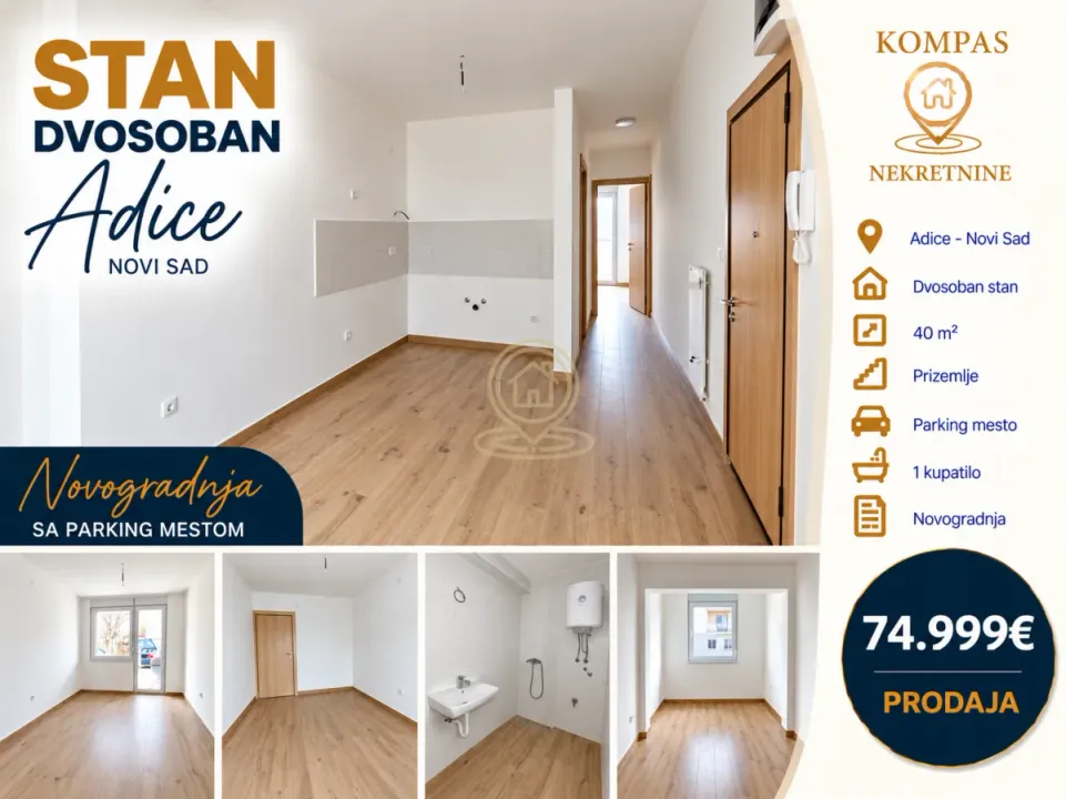 Sale, two bedroom apartment, 40m², Adice, Novi Sad Sve Podlokacije