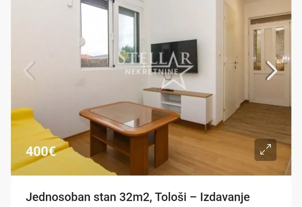Izdavanje, stan, 32m², Tološi, Podgorica
