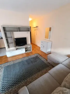 Living room with a sofa, TV, and wooden flooring. - image 5