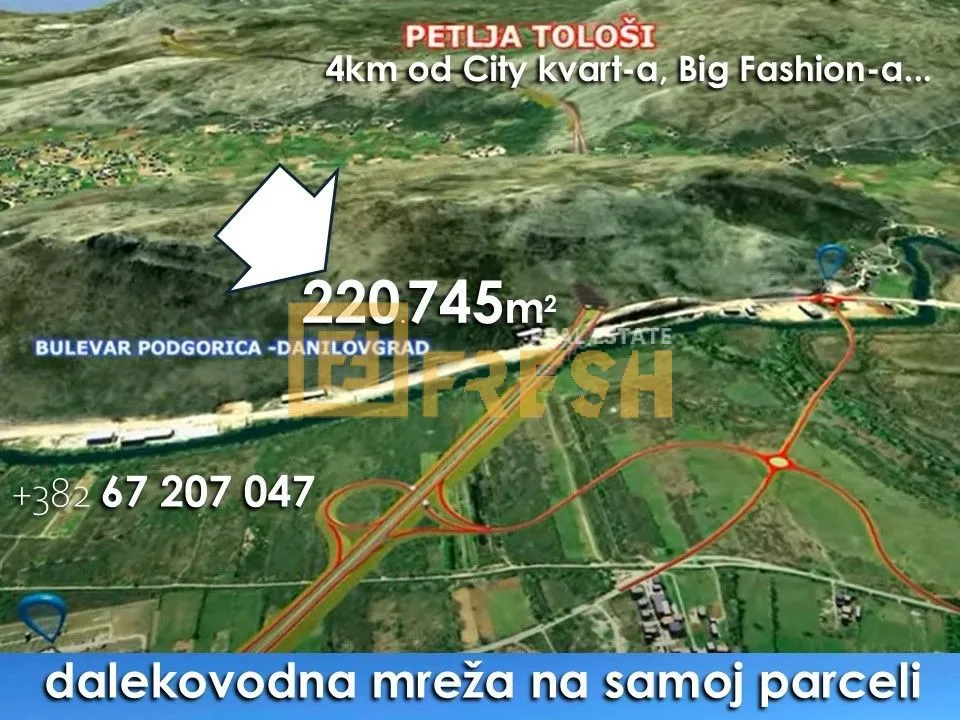 Prodaja, plac, 220745m², Tološi, Podgorica