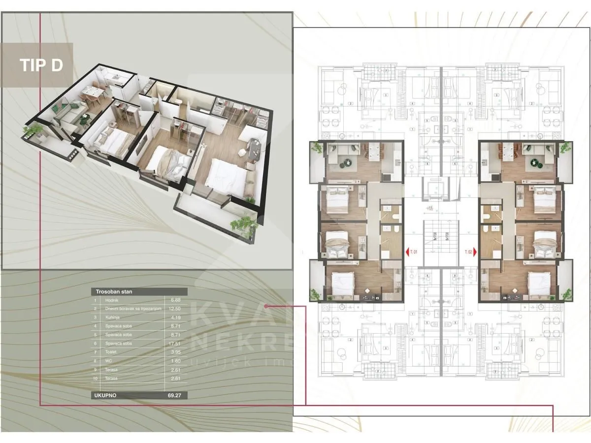 Prodaja, dvosoban stan, 69m², Zabjelo, Podgorica