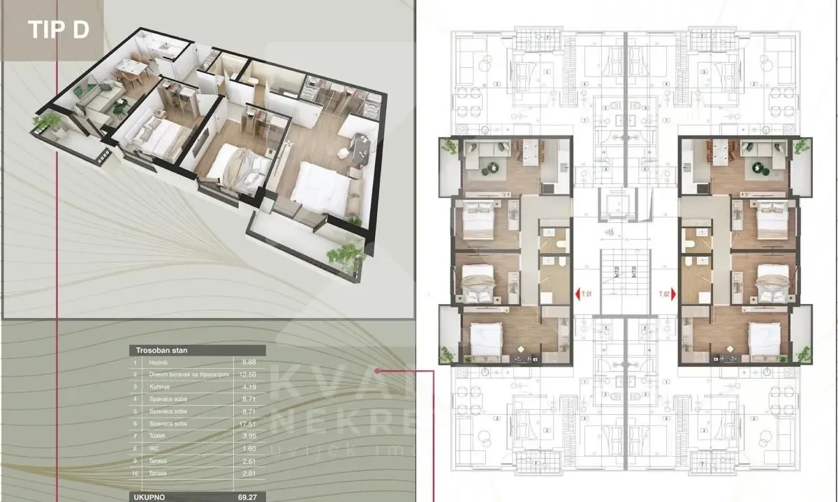 Sale, two bedroom apartment, 69m², Zabjelo, Podgorica